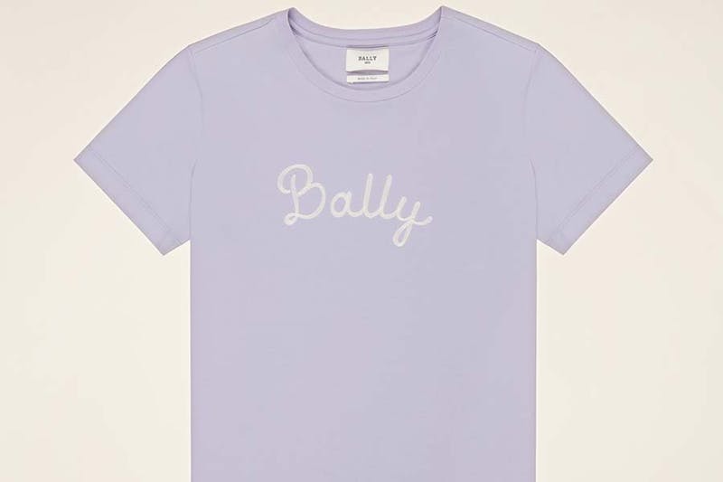 BALLY淺紫LOGO棉質短T