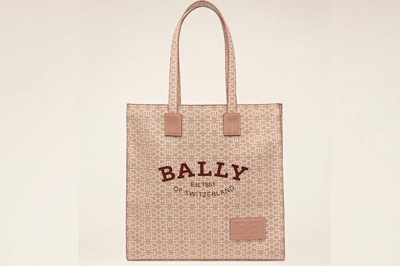 BALLY Crystalia粉色Logo皮標牛皮托特包