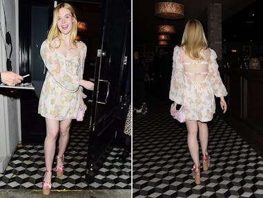 elle fanning 碎花洋裝 for love&lemons