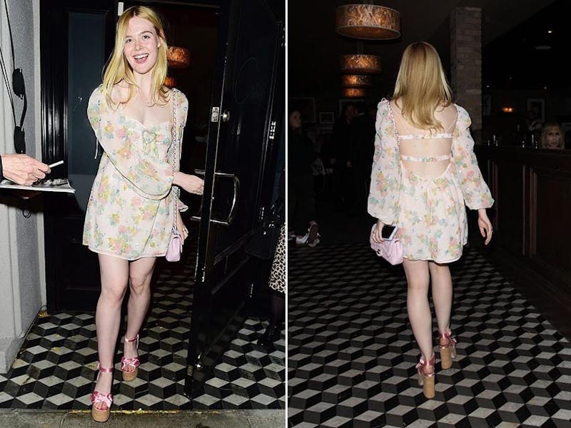 elle fanning 碎花洋裝 for love&lemons