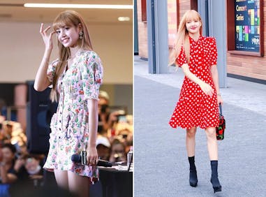 lisa blackpink 碎花洋裝