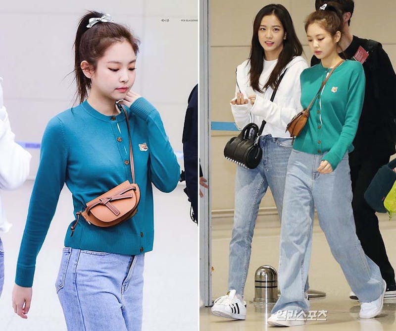 Jennie 機場時尚 針織衫 crossbody bag