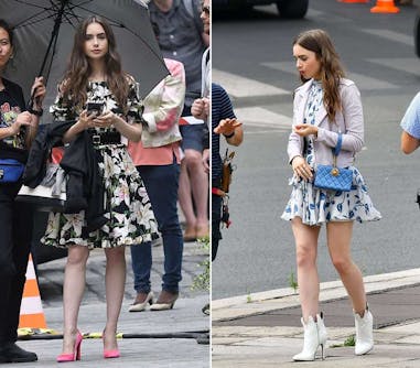 莉莉柯林斯 Lily Collins Emily in Paris 印花洋裝