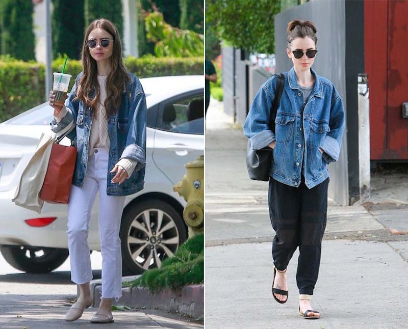 莉莉柯林斯 Lily Collins 穿搭 Oversize丹寧