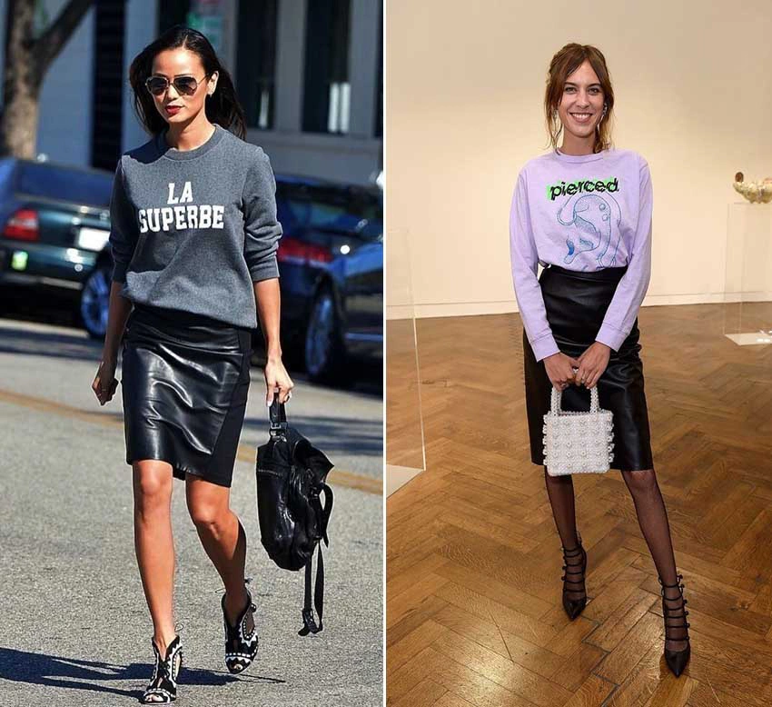 秋冬 衛衣 皮裙 鉛筆裙 Jamie Chung Alexa Chung