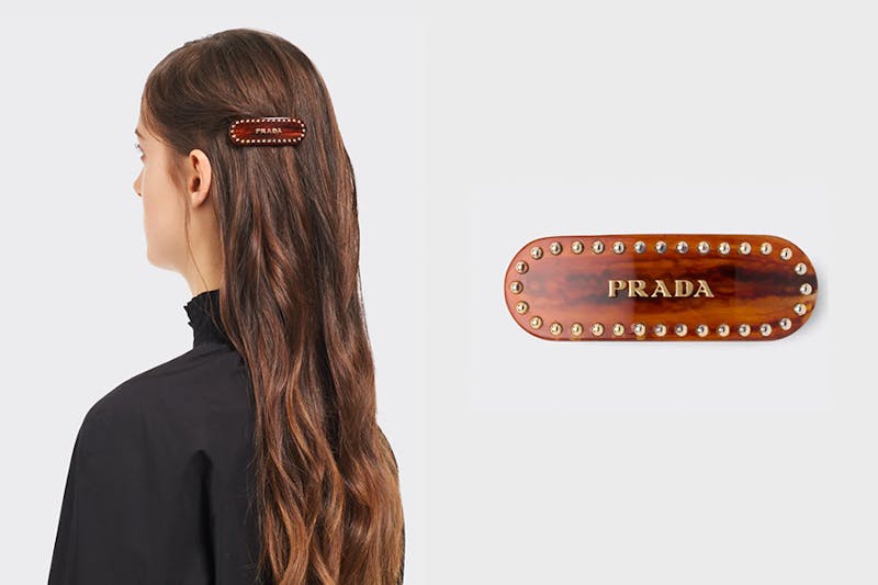 Lisa同款玳瑁色髮夾 PRADA  人造玻璃髮夾