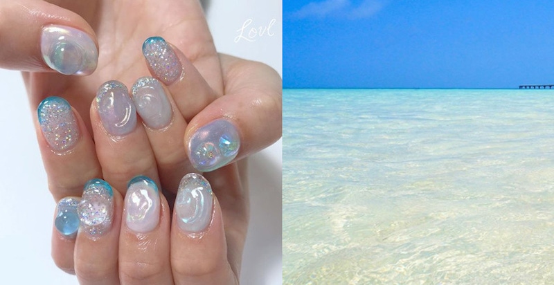 「宮古藍」指彩正夯，光盯著十指都能降溫自然～涼！｜美甲推薦