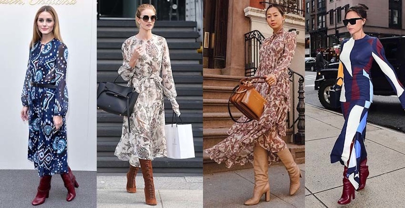 換一雙鞋,仙女變天后~高跟鞋先收起來,印花洋裝配長靴才對味|流行穿搭 換一雙鞋,仙女變天后~高跟鞋先收起來,印花洋裝配長靴才對味|流行穿搭