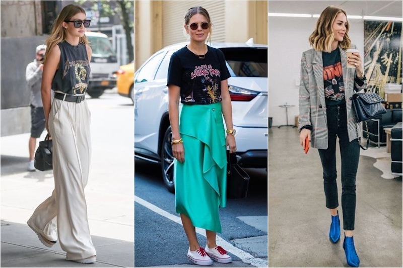 上班路也能High一下~搖滾T恤X通勤裝，時髦精今年夏天都這樣穿｜穿搭推薦