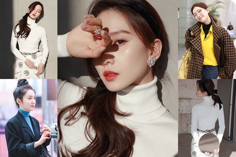 劉詩詩天鵝頸配高領上衣穿搭時尚感UP！單穿看身材，內搭疊穿超有型～｜穿搭技巧