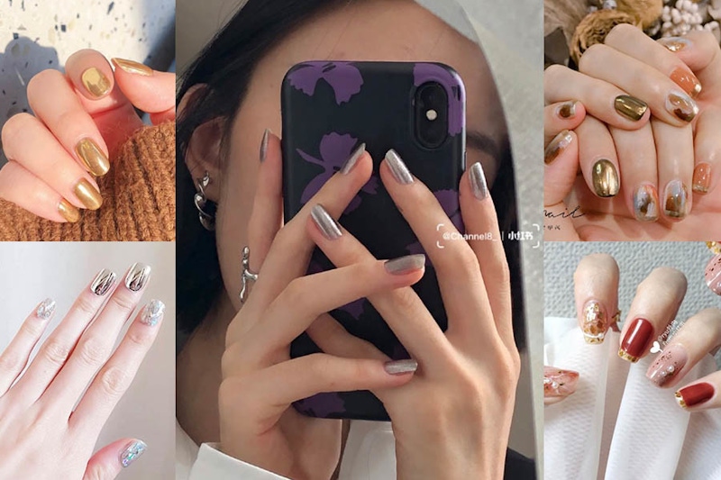 大紅大紫不夠看《金X銀指甲彩繪》絕美古銅金開春閃亮亮，高調金牛年從指尖宣告｜美甲推薦