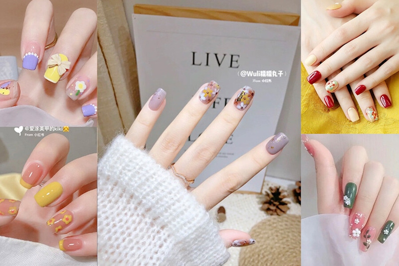 舉手投足成小仙女～指甲彩繪夏天範本，清新花瓣、漸層小花一上手質感加分｜美甲推薦
